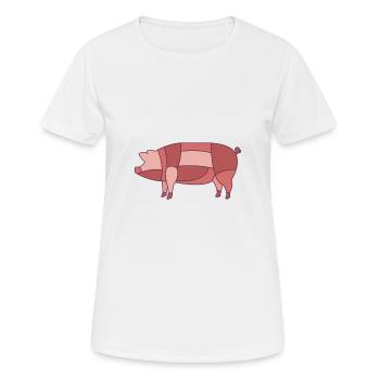 Schweinefleisch schneiden - Frauen T-Shirt atmungsaktiv - Weiß - Vorne - AI Model Female 172 dark (172cm)