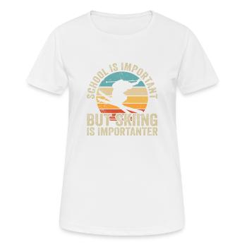 L'éducation est importante Le ski est plus important - le ski - T-shirt respirant Femme - blanc - Devant - AI Model Female 172 dark (172cm)