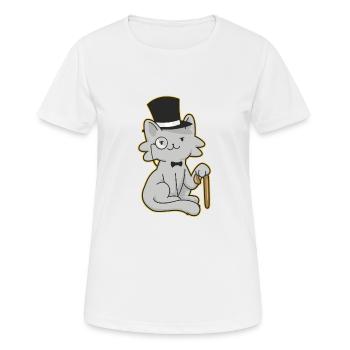 Gentleman cat with top hat and walking stick - Women's Breathable T-Shirt - white - Front - AI Model Female 172 dark (172cm)