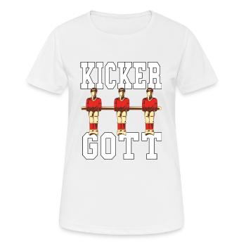 Tischfussball Tischkicker Tischfußball Kicker Gott - Frauen T-Shirt atmungsaktiv - Weiß - Vorne - AI Model Female 172 dark (172cm)