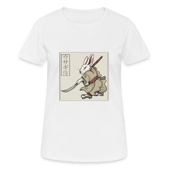 Japanische Kunst Kaninchen Samurai mit Schwert - Frauen T-Shirt atmungsaktiv - Weiß - Vorne - AI Model Female 172 dark (172cm)