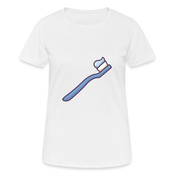 Brosse à dents - T-shirt respirant Femme - blanc - Devant - AI Model Female 172 dark (172cm)