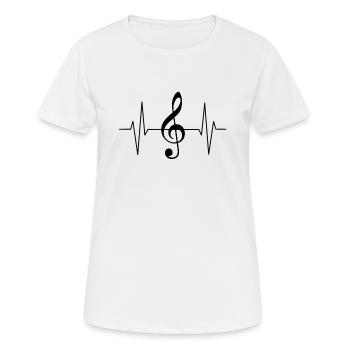Rythme cardiaque Musique Clés de partition - T-shirt respirant Femme - blanc - Devant - AI Model Female 172 dark (172cm)