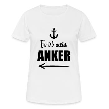 Er ist mein Anker Partner Look - Frauen T-Shirt atmungsaktiv - Weiß - Vorne - AI Model Female 172 dark (172cm)