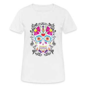 Crâne de sucre dia de los muertos - T-shirt respirant Femme - blanc - Devant - AI Model Female 172 dark (172cm)