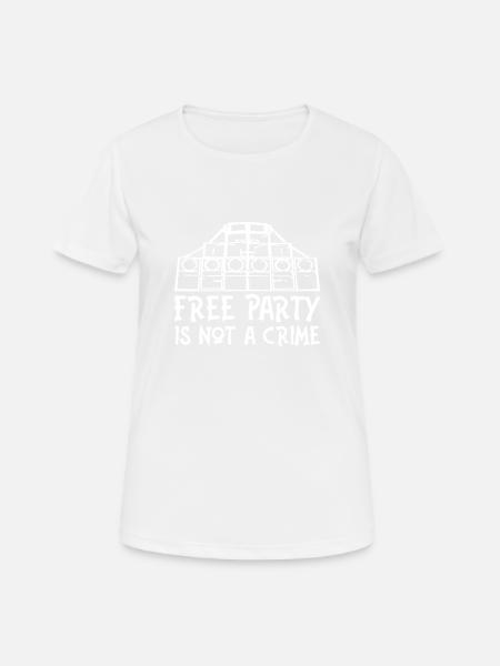 Free Party Is Not A Crime Soundsystem Tekno 23 - T-shirt respirant Femme - blanc