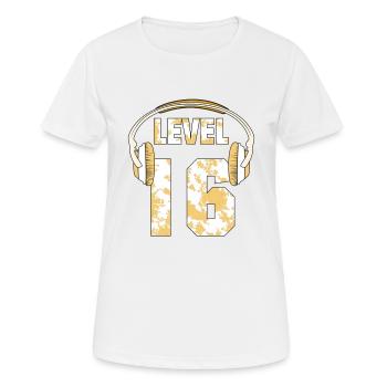 KOPFHÖRER LEVEL 16 - Frauen T-Shirt atmungsaktiv - Weiß - Vorne - AI Model Female 172 dark (172cm)