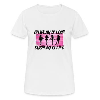 Le cosplay c'est l'amour Le cosplay c'est la vie - T-shirt respirant Femme - blanc - Devant - AI Model Female 172 dark (172cm)