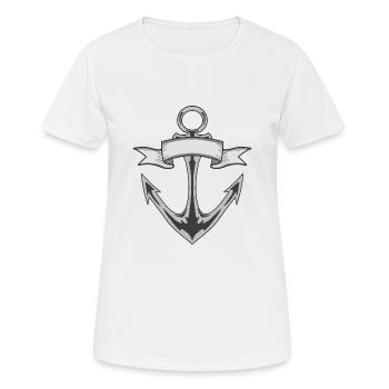 Anker mit Banner in Graustufen - Frauen T-Shirt atmungsaktiv - Weiß - Vorne - AI Model Female 172 dark (172cm)