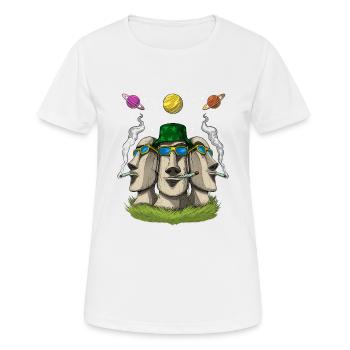 Hippie Osterinsel Statuen - Frauen T-Shirt atmungsaktiv - Weiß - Vorne - AI Model Female 172 dark (172cm)