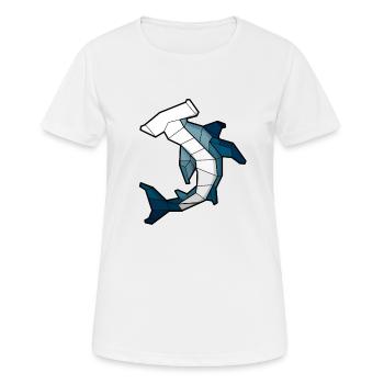 Geometrisch Hammerhai - Frauen T-Shirt atmungsaktiv - Weiß - Vorne - AI Model Female 172 dark (172cm)
