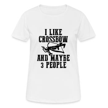 Arbalète I Like Crossbow & Maybe 3 People - T-shirt respirant Femme - blanc - Devant - AI Model Female 172 dark (172cm)