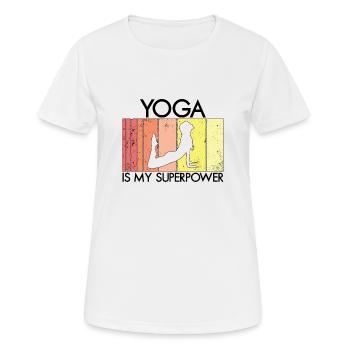 Le yoga, c’est mon super-pouvoir - T-shirt respirant Femme - blanc - Devant - AI Model Female 172 dark (172cm)