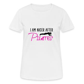 I am nicer after pilates - T-shirt respirant Femme - blanc - Devant - AI Model Female 172 dark (172cm)