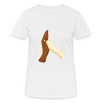 High Five with Dog Black Hand - Women's Breathable T-Shirt - white - Front - AI Model Female 172 dark (172cm)