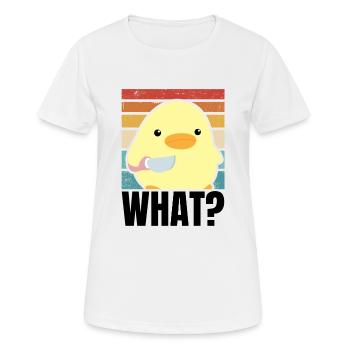 Süße Ente mit Messer Küken Huhn Gans Was Retro Sun - Frauen T-Shirt atmungsaktiv - Weiß - Vorne - AI Model Female 172 dark (172cm)
