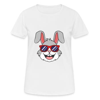 Cooler Hase mit Sonnenbrille - Frauen T-Shirt atmungsaktiv - Weiß - Vorne - AI Model Female 172 dark (172cm)