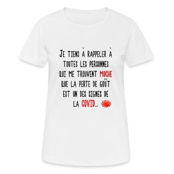la covid et la perte de goût, humour, cadeau - T-shirt respirant Femme - blanc - Devant - AI Model Female 172 dark (172cm)