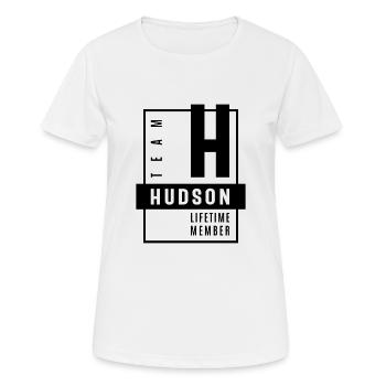 Hudson Cadeau d’anniversaire nom personnalisé - T-shirt respirant Femme - blanc - Devant - AI Model Female 172 dark (172cm)