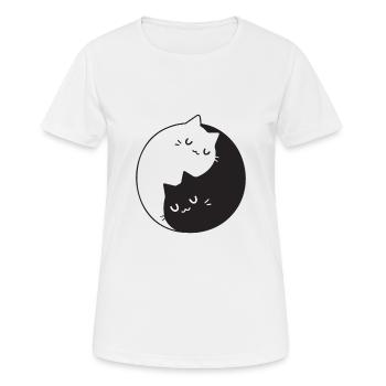 BLACK N WHITE CAT - Frauen T-Shirt atmungsaktiv - Weiß - Vorne - AI Model Female 172 dark (172cm)