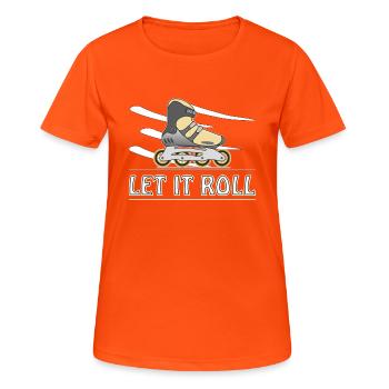 INLINE SKATER LET IT ROLL - T-shirt respirant Femme - orange néon - Devant - AI Model Female 172 dark (172cm)
