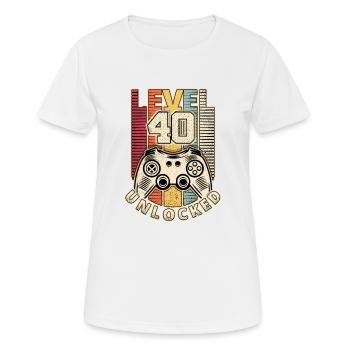 40e anniversaire niveau 40 ans rétro gamer cadeau - T-shirt respirant Femme - blanc - Devant - AI Model Female 172 dark (172cm)