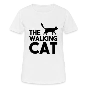 The walking cat - T-shirt respirant Femme - blanc - Devant - AI Model Female 172 dark (172cm)
