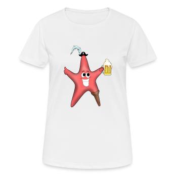 PIRAT DE L’ÉTOILE DE MER DRÔLE DE PERSONNAGE AVEC LE LAC EN BOIS - T-shirt respirant Femme - blanc - Devant - AI Model Female 172 dark (172cm)