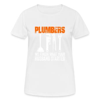 Plombiers plombiers plombiers - T-shirt respirant Femme - blanc - Devant - AI Model Female 172 dark (172cm)