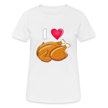 POULET DE POULET I LOVE - T-shirt respirant Femme - blanc - Devant - AI Model Female 172 dark (172cm)