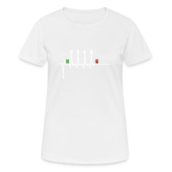 1n23456 Motorrad Gangschaltung Motorradfahrer - Frauen T-Shirt atmungsaktiv - Weiß - Vorne - AI Model Female 172 dark (172cm)