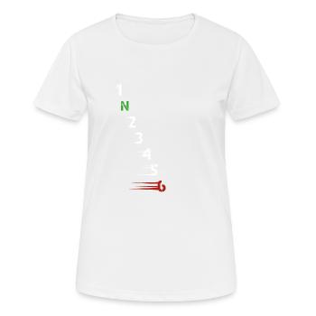 1n23456 Motorrad Gangschaltung Motorradfahrer - Frauen T-Shirt atmungsaktiv - Weiß - Vorne - AI Model Female 172 dark (172cm)