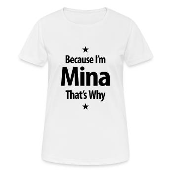 Mina personalisierte Name Geburtstagsgeschenk - Frauen T-Shirt atmungsaktiv - Weiß - Vorne - AI Model Female 172 dark (172cm)