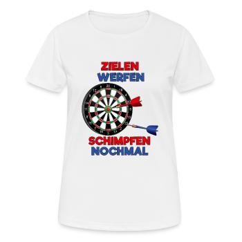 Zielen Schimpfen - Dart Spruch Lustiges Geschenk - Frauen T-Shirt atmungsaktiv - Weiß - Vorne - AI Model Female 172 dark (172cm)