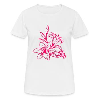 Lilie Blüte Pflanze - Frauen T-Shirt atmungsaktiv - Weiß - Vorne - AI Model Female 172 dark (172cm)
