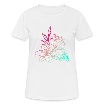 Lilie Blüte Pflanze - Frauen T-Shirt atmungsaktiv - Weiß - Vorne - AI Model Female 172 dark (172cm)