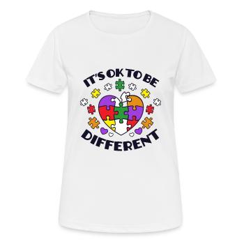 Sensibilisation à l’autisme C’est ok pour être différent - T-shirt respirant Femme - blanc - Devant - AI Model Female 172 dark (172cm)