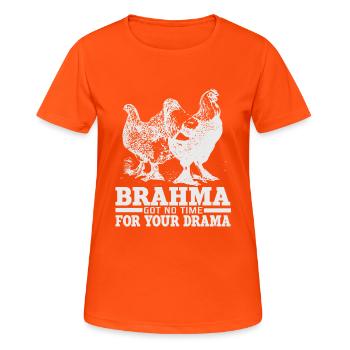 Funny Brahma Chicken Rooster Saying Motif Gift - Women's Breathable T-Shirt - neon orange - Front - AI Model Female 172 dark (172cm)