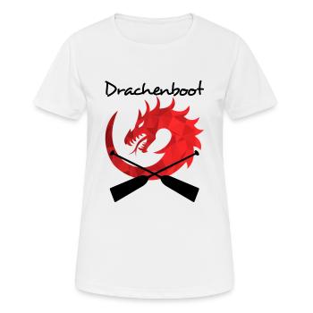 Drachenboot mit Drachenkopf und Paddel - Frauen T-Shirt atmungsaktiv - Weiß - Vorne - AI Model Female 172 dark (172cm)