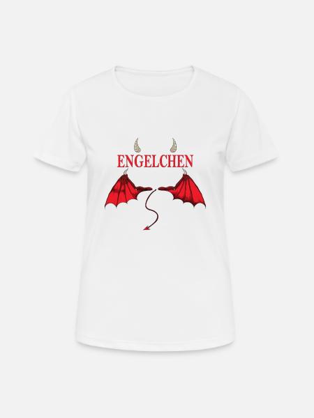 Engelchen Teufelchen Kostüm Flügel Fasching Hörner - Frauen T-Shirt atmungsaktiv - Weiß