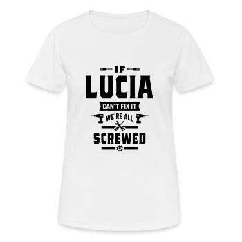 Cadeau d’anniversaire personnalisé de nom de Lucia - T-shirt respirant Femme - blanc - Devant - AI Model Female 172 dark (172cm)