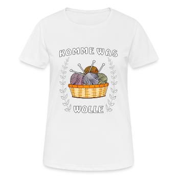 KOMME WAS WOLLE - Frauen T-Shirt atmungsaktiv - Weiß - Vorne - AI Model Female 172 dark (172cm)