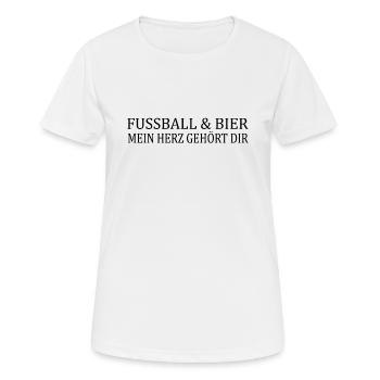Fußball und Bier Mein Herz Gehört Dir - Frauen T-Shirt atmungsaktiv - Weiß - Vorne - AI Model Female 172 dark (172cm)