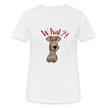 Drôle de chien avec What ? ! Proverbe - T-shirt respirant Femme - blanc - Devant - AI Model Female 172 dark (172cm)