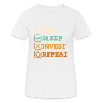 Eat Sleep Invest Repeat Rypto Ripple XRP - T-shirt respirant Femme - blanc - Devant - AI Model Female 172 dark (172cm)