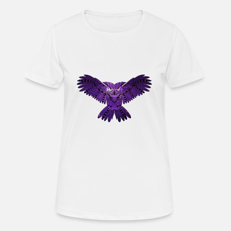 Violette Eule mit Universum - Frauen T-Shirt atmungsaktiv - Weiß