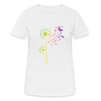 Pusteblume Tattoo Dandelion Regenbogen Löwenzahn - Frauen T-Shirt atmungsaktiv - Weiß - Vorne - AI Model Female 172 dark (172cm)