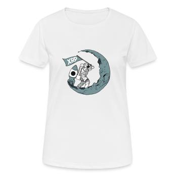 XRP A la lune Ripple XRP Astronaut Crypto - T-shirt respirant Femme - blanc - Devant - AI Model Female 172 dark (172cm)