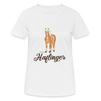 Haflinger mit dunkler Schrift - Frauen T-Shirt atmungsaktiv - Weiß - Vorne - AI Model Female 172 dark (172cm)