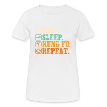 Eat Sleep Kung Fu Repeat Vintage - Women's Breathable T-Shirt - white - Front - AI Model Female 172 dark (172cm)